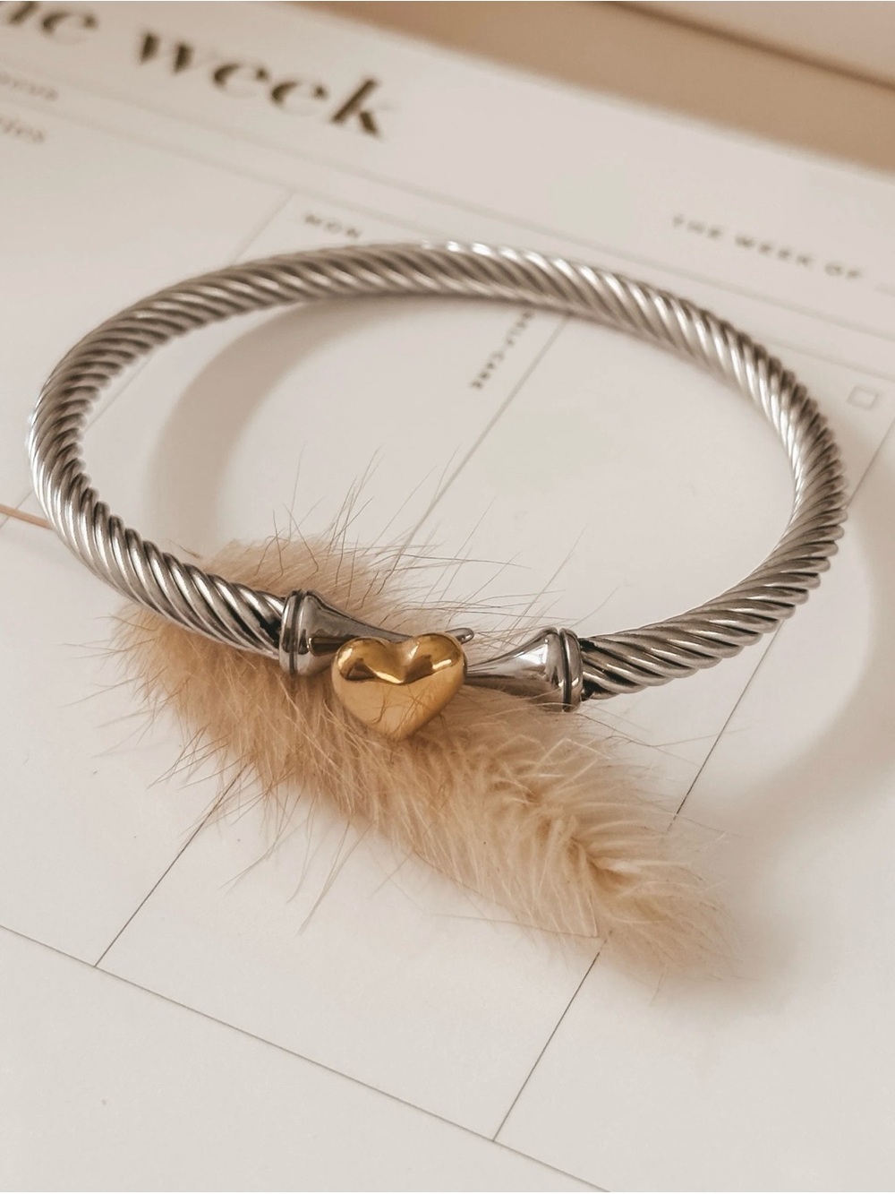 Elegant Silver and Gold Heart Bracelet
Stainless Steel
